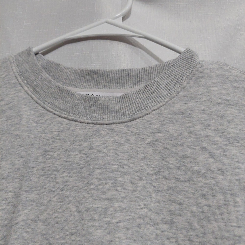 Athleta Womens Sweatshirt SP Gray Sleeveless Crewneck Pullover Ribbed Short - Picture 3 of 6